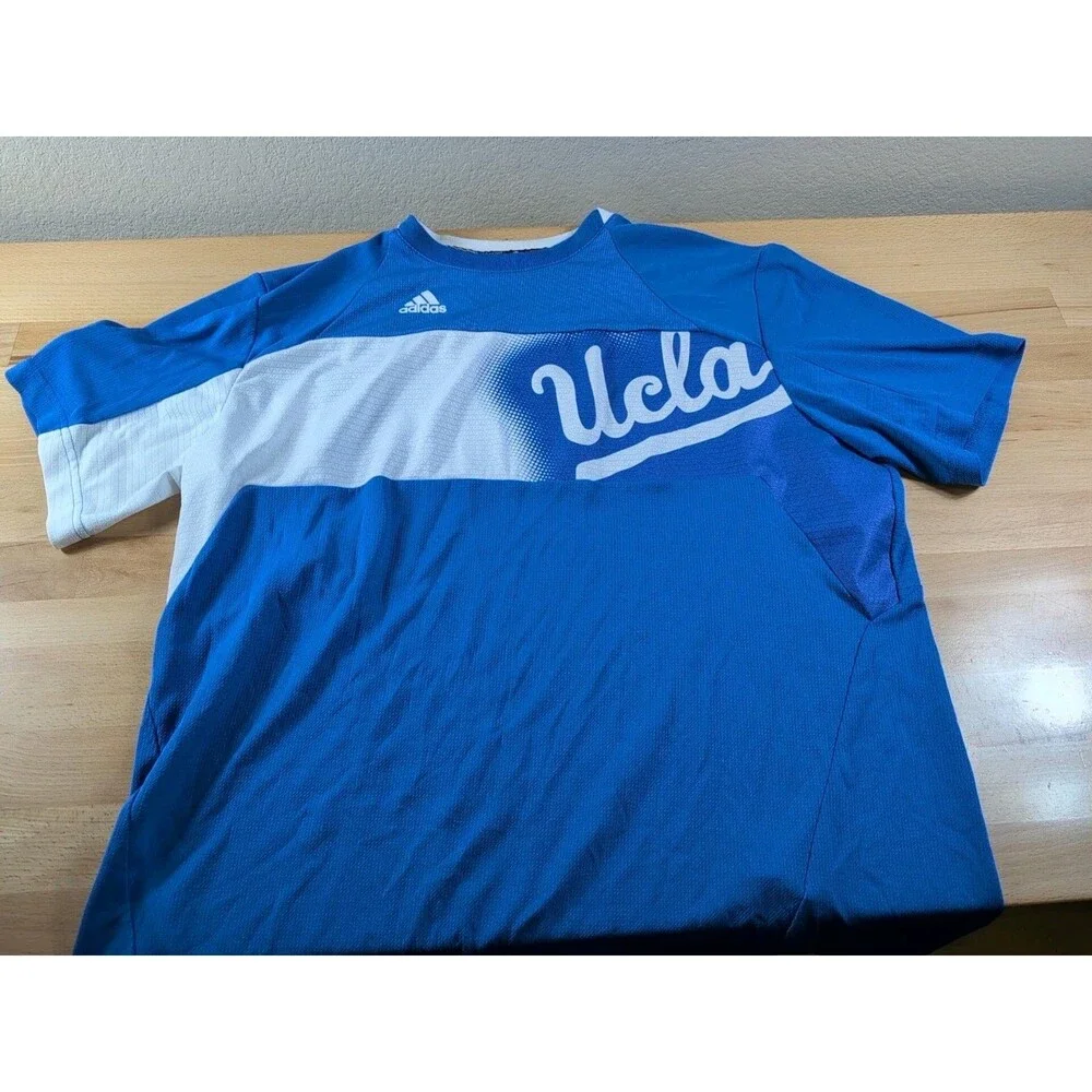 ADIDAS UCLA BRUINS FOOTBALL PLAYER CREW CLIMALITE T-SHIRT BLUE XL